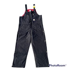 NEW Carhartt Bib Overalls R38 Zip to Waist Insulated Men's 40x30 Black Quilted.